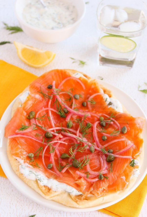 Dill Sauce For Smoked Salmon
 Nann Bread Smoked Salmon Pizza with Dill Sauce and Pickled
