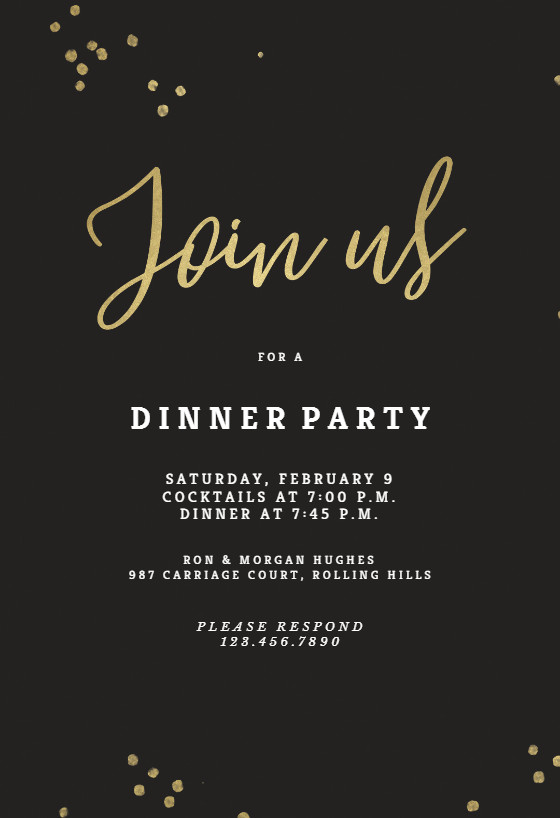 Dinner Party Invitation Ideas
 Minimal confetti Dinner Party Invitation Template Free