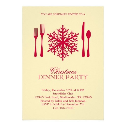 Dinner Party Invitation Ideas
 Place Setting Christmas Dinner Party Invitation