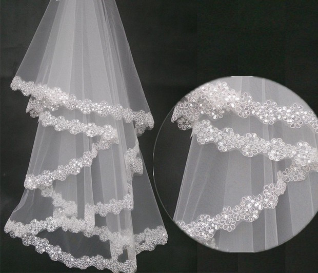 Discount Wedding Veils And Accessories
 Cheap 2017 Hot Sale Wedding Veil Beads Edge Bridal Veils