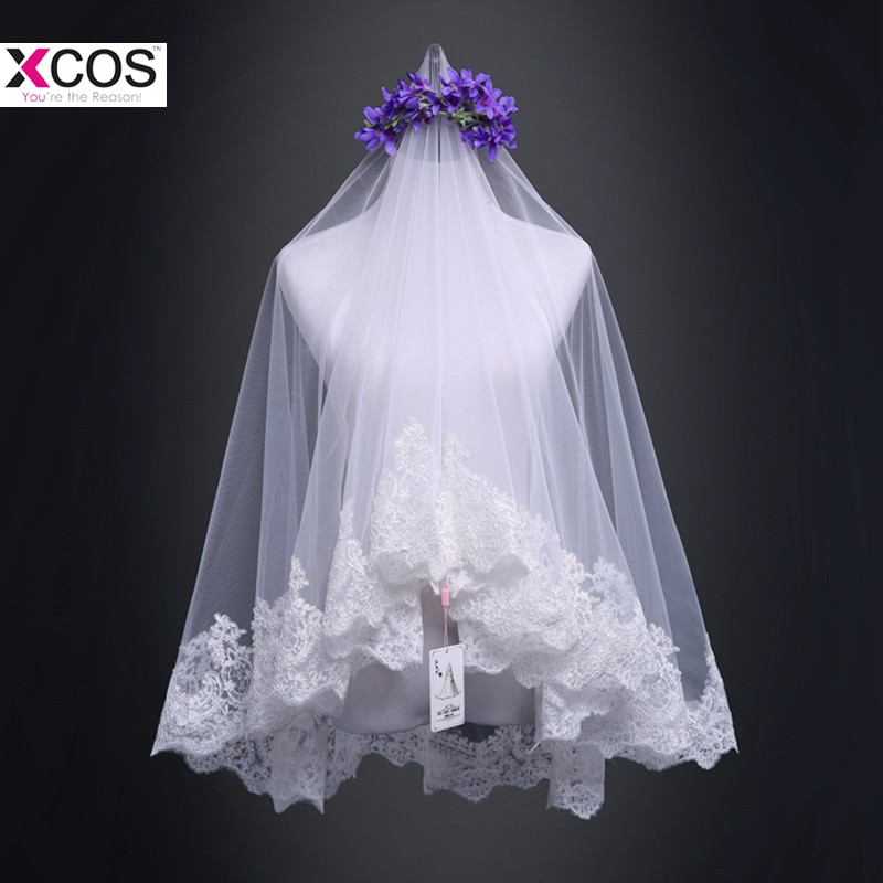 Discount Wedding Veils And Accessories
 New Arrival 2018 Lace Applique Tulle Short Wedding Veils