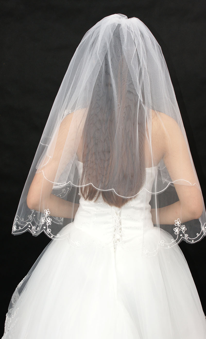 Discount Wedding Veils And Accessories
 QC34 Velos Novia Boda Cheap White Ivory Wedding Veil With