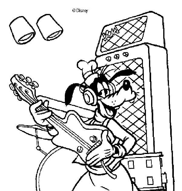 Disney Coloring Pages For Boys
 World Disney Boys Coloring Pages Goofy Play Electric Guitar