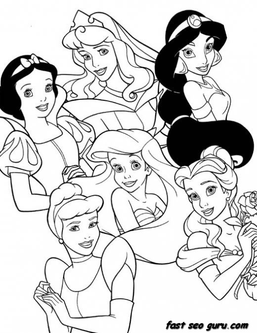 Disney Coloring Pages For Girls
 Printable Beautiful Disney princesses coloring pages for