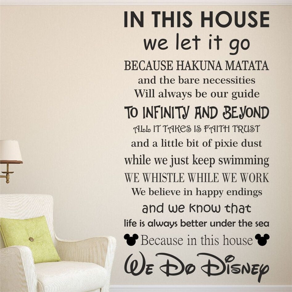 Disney Family Quote
 We Do DISNEY House Rules Vinyl Wall Art Sticker Quote Kids