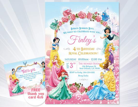 Disney Princess Birthday Party Invitations
 Princess Invitations Princess Birthday Party Invitations