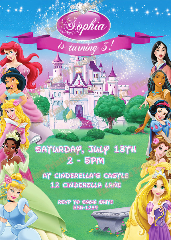 Disney Princess Birthday Party Invitations
 Items similar to Disney Princess Invitation Printable