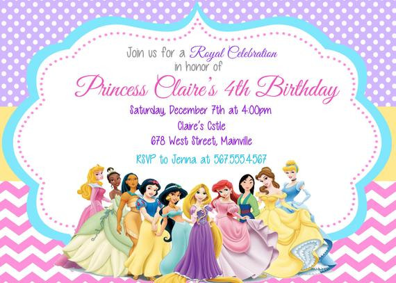 Disney Princess Birthday Party Invitations
 Princess Invitation Disney Princess Invitation Birthday
