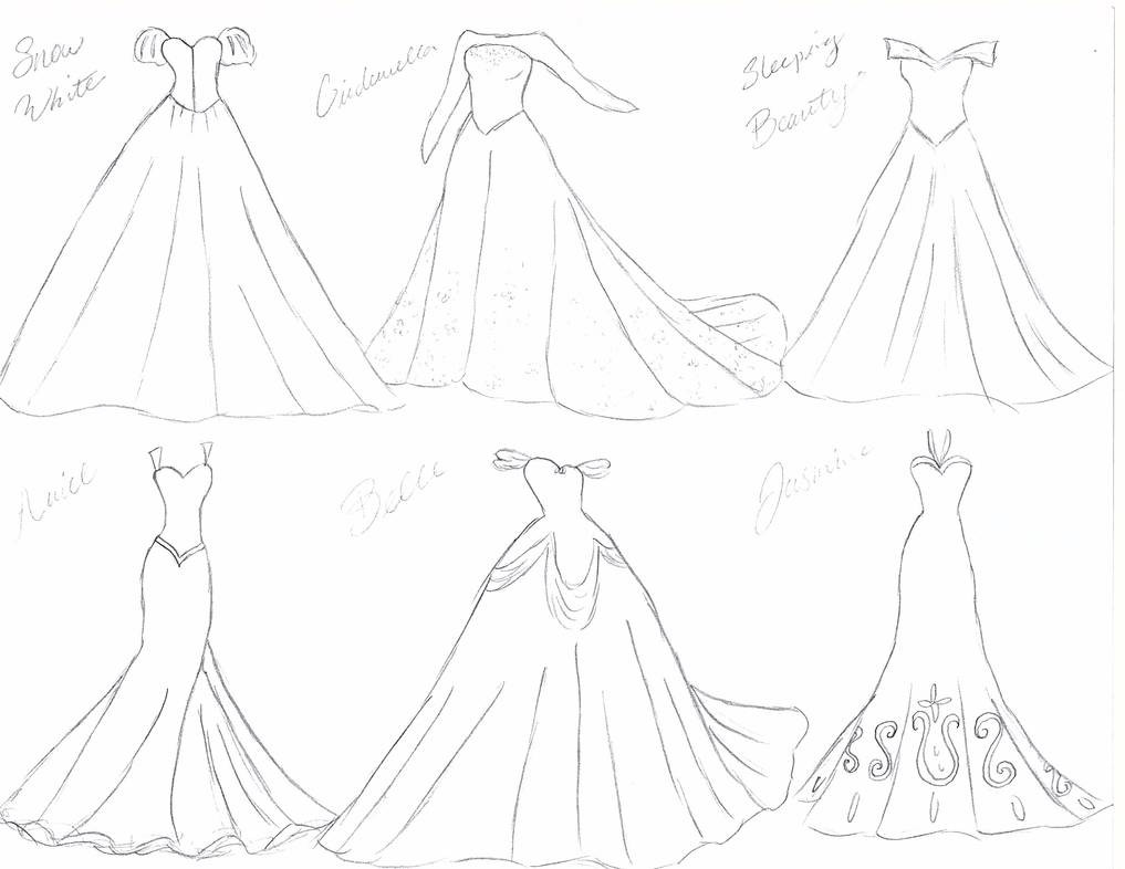 Disney Princess Wedding Dresses
 Disney Princess Wedding Dresses Sketch by julietcapulet432
