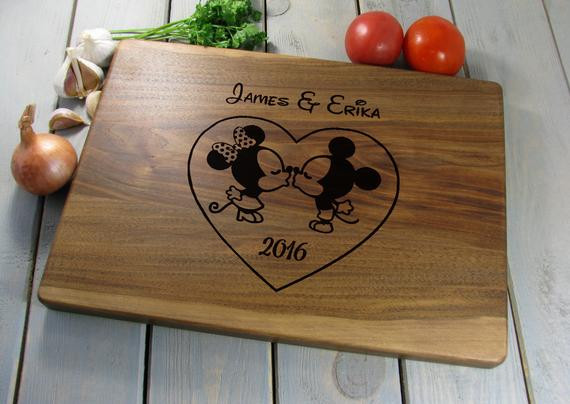 Disney Wedding Gift Ideas
 Personalized Disney Cutting Board Christmas Gift by VnVbroWood