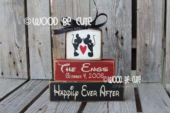 Disney Wedding Gift Ideas
 UNFINISHED DIY Wood Block Set Disney Wedding Gift by