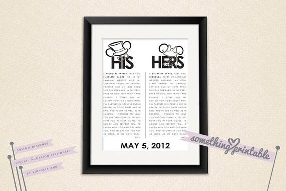 Disney Wedding Vows
 Items similar to His & Hers Vows Disney Inspired Digital