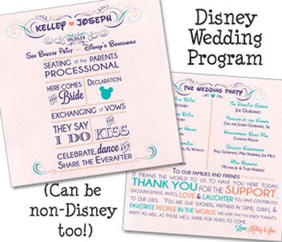 Disney Wedding Vows
 Disney Wedding Program Ceremony Program Disney Theme Funny