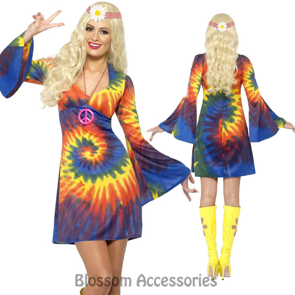 DIY 60S Costumes
 Tie Dye 60s 70s Hippy Costume Womens 1960s 1970s Go Go