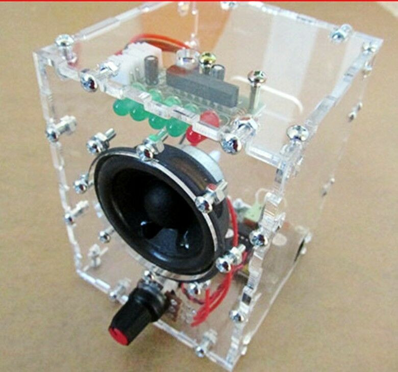DIY Audio Kits
 New Transparent Speaker Box LM386 Amplifier Kit With Case