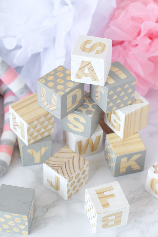 DIY Baby Blocks For Baby Shower
 Wooden Baby Blocks Babyshower Craft DIY Pure Sweet Joy
