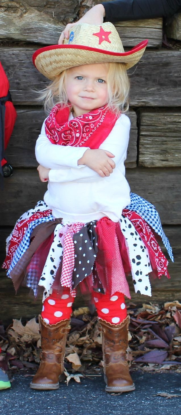 DIY Baby Girl Costume
 Toddler Cowgirl Halloween Costume fabric cowgirl Tutu