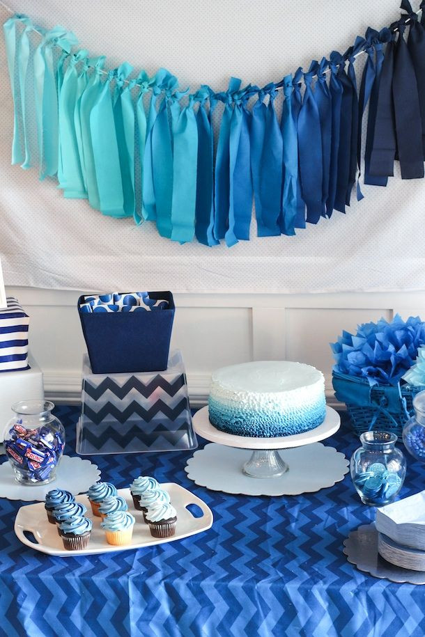 Diy Baby Shower Decorations For Boys
 Blue Ombre Birthday Party DIY Details by HouseofRoseBlog