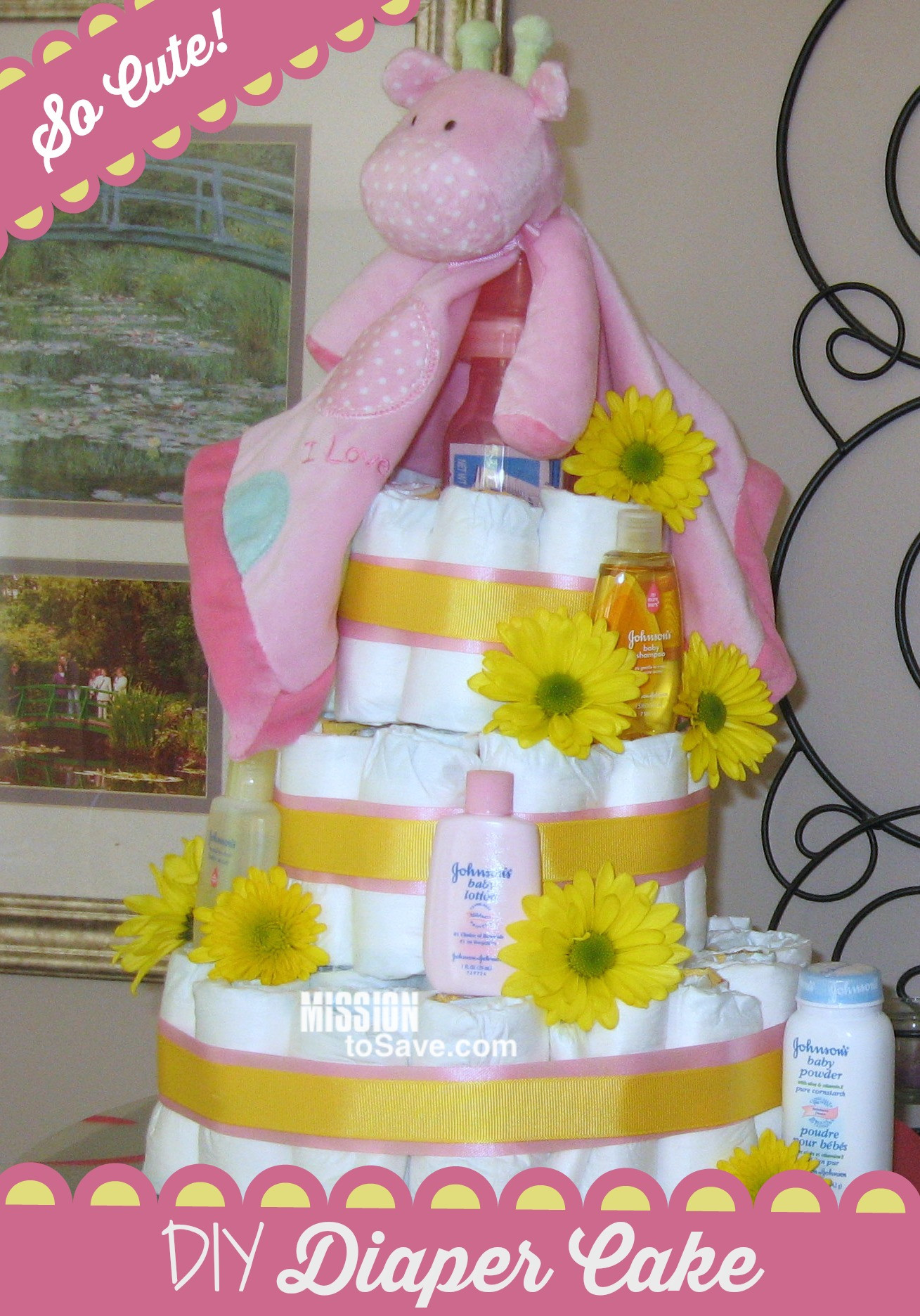 Diy Baby Shower Diaper Cakes
 Adorable Diaper Cake for DIY Baby Shower Gift Mission