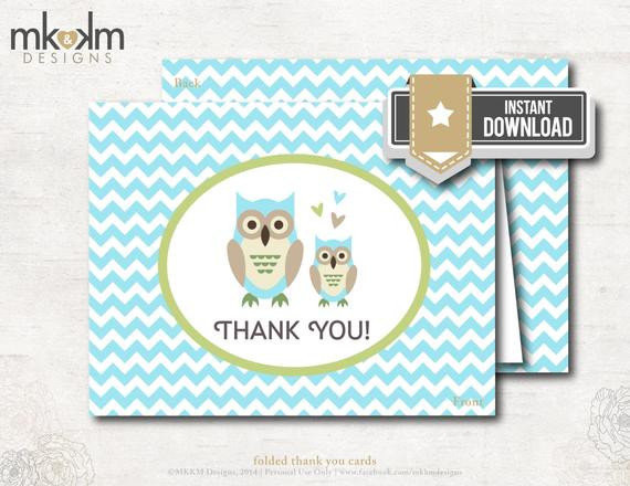 DIY Baby Shower Thank You Cards
 Owl Baby Shower Thank You Card INSTANT DOWNLOAD DIY Party