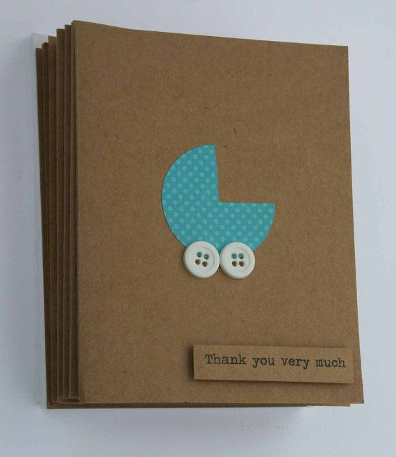 DIY Baby Shower Thank You Cards
 Baby Shower Thank You Card Set Teal with tiny Polka dots