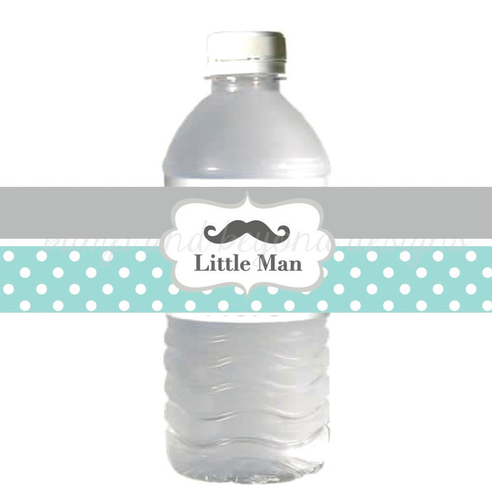 Diy Baby Shower Water Bottle Labels
 Little Man Mustache Water Bottle