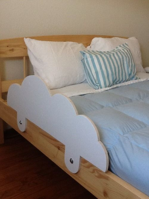 DIY Bed Rail For Toddler
 Super cute toddler bed rails maybe for an aviator room