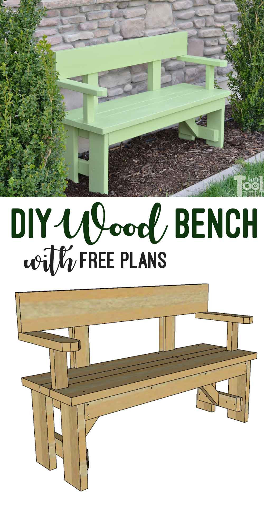 DIY Bench Plans
 DIY Wood Bench with Back Plans Her Tool Belt