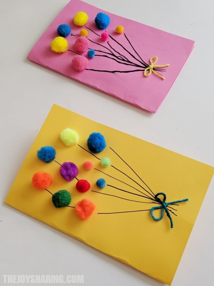 DIY Birthday Cards For Kids
 Pom Pom Balloons Birthday Card The Joy of Sharing