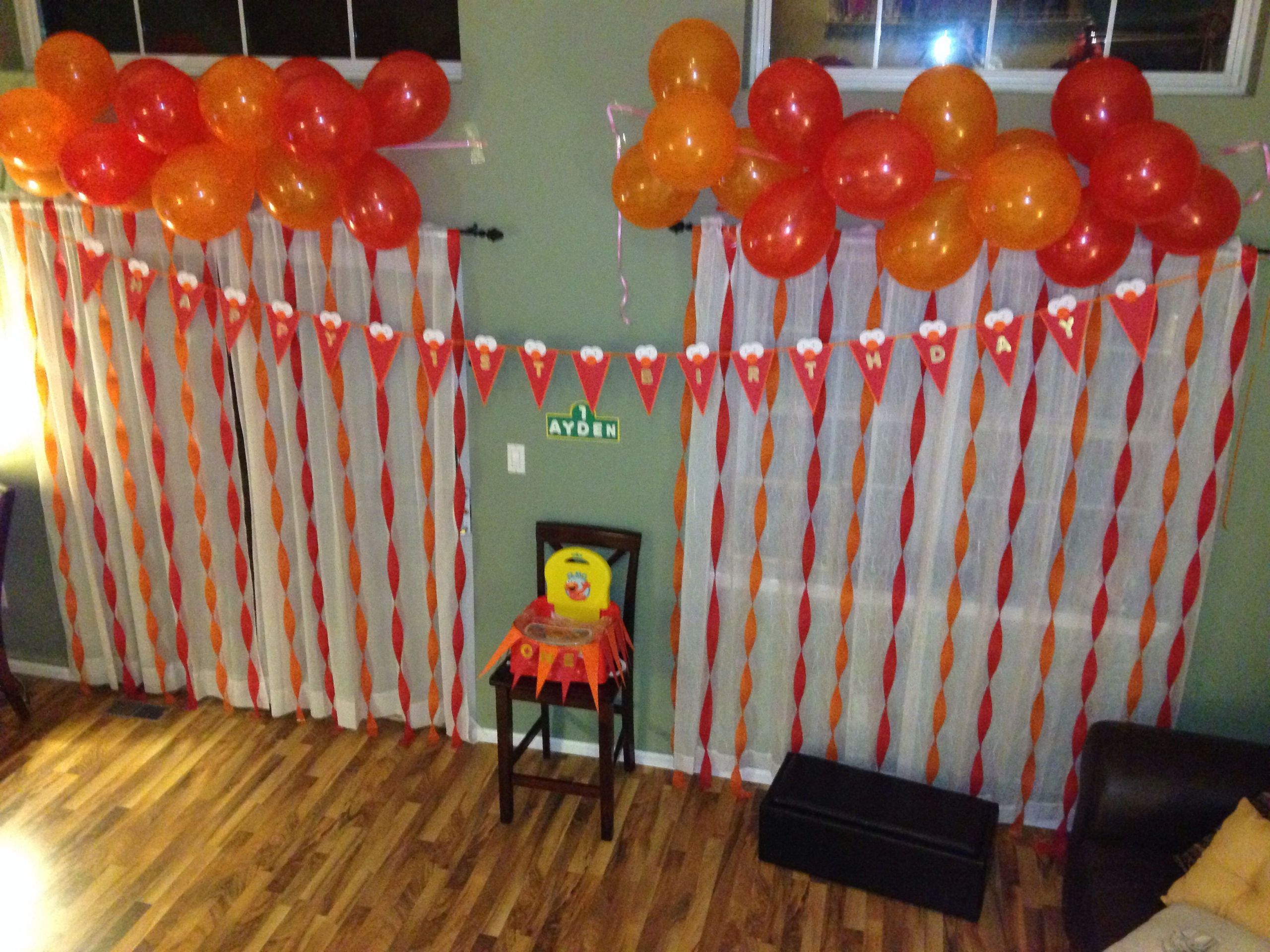 Diy Birthday Decorations For Boy
 Elmo birthday party balloons child first birthday