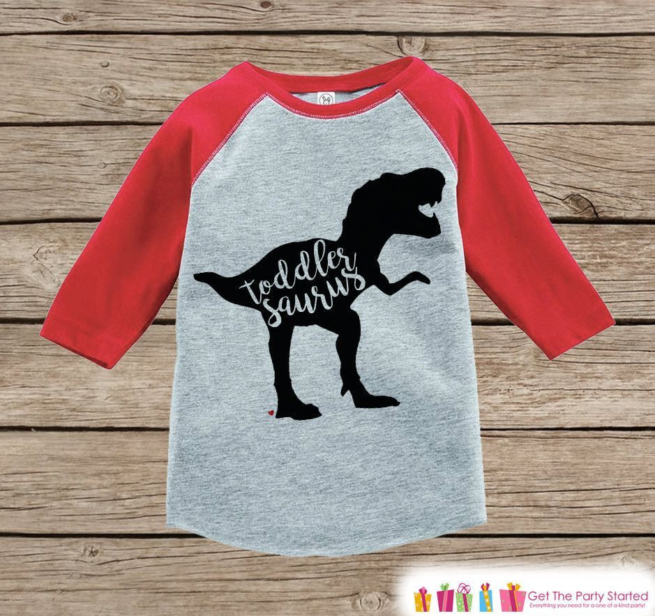 DIY Birthday Shirts For Toddlers
 Toddler Dinosaur Shirt Toddlersaurus Kids Red Raglan
