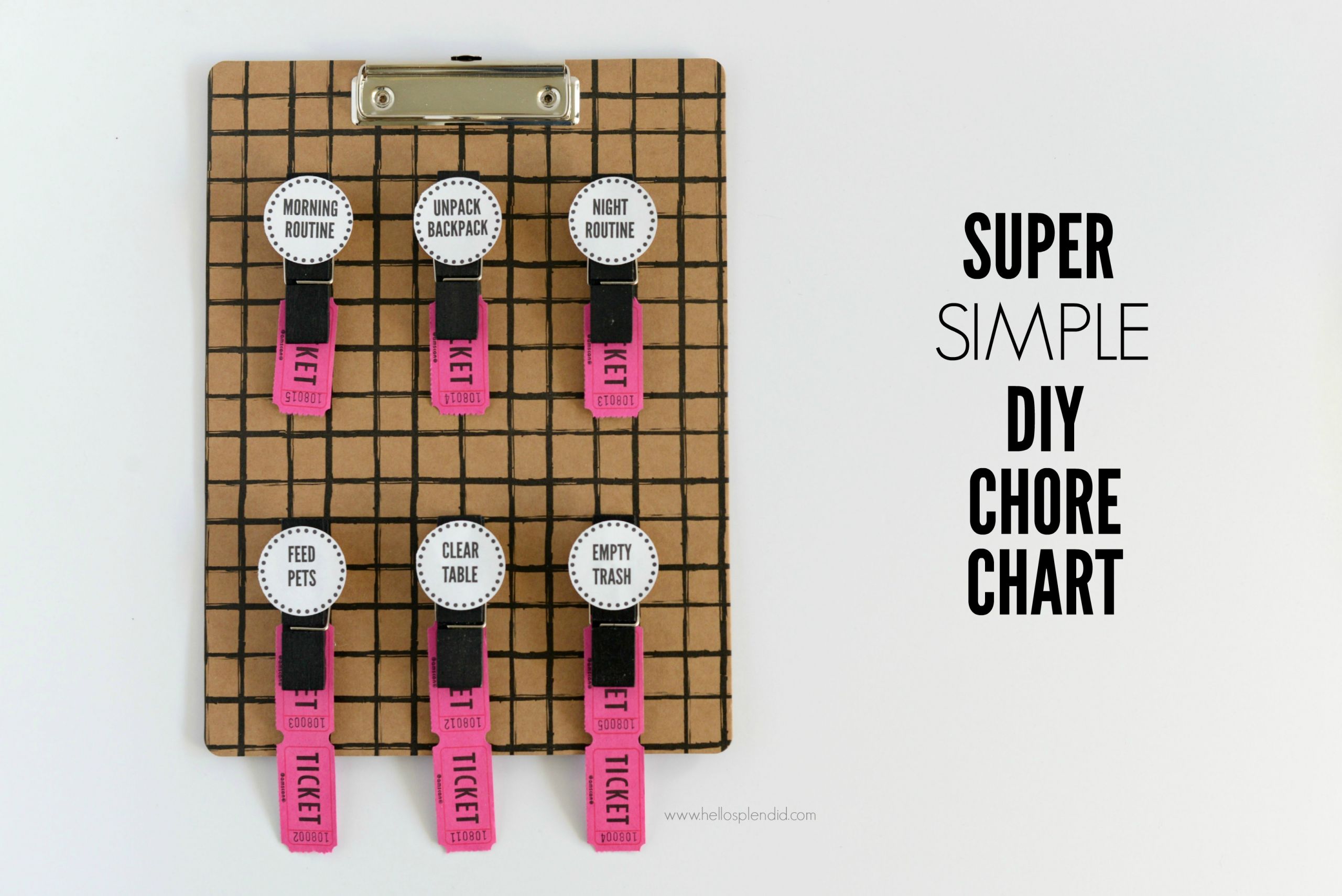 DIY Chore Charts For Kids
 Super Simple DIY Chore Chart Hello Splendid