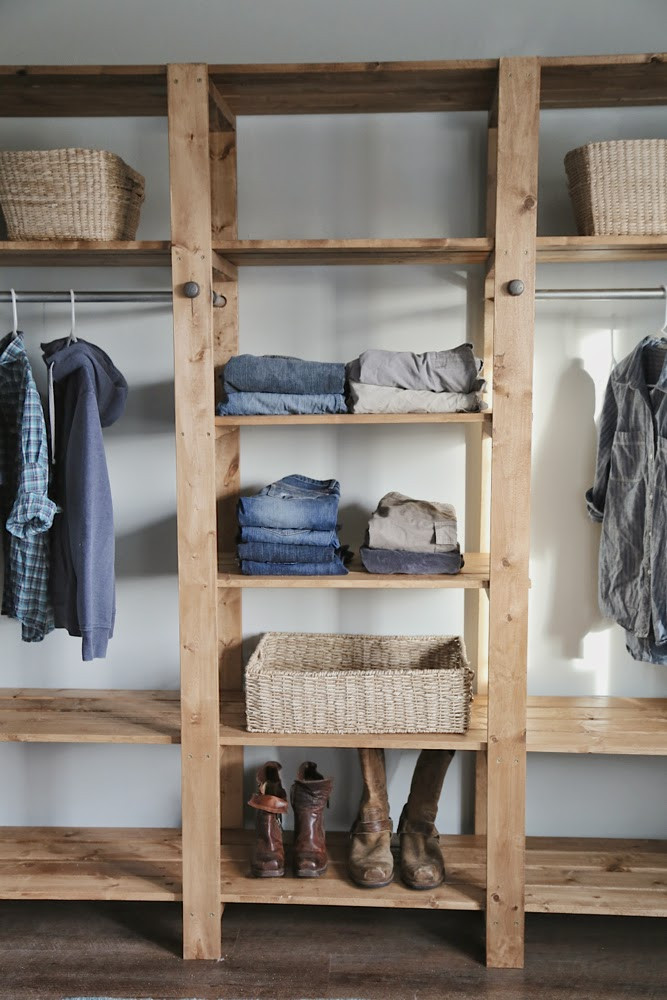 DIY Closet Organization
 DIY Industrial Style Wood Slat Closet System with