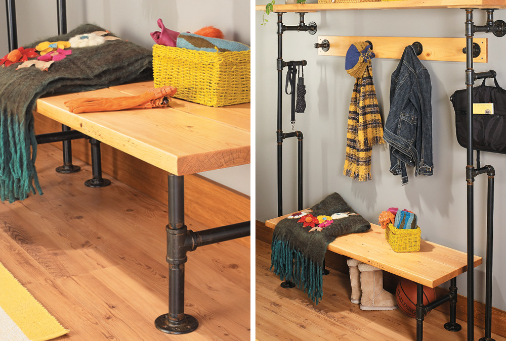 DIY Coat Rack Bench
 Build a Bench & Coat Rack from Pipes