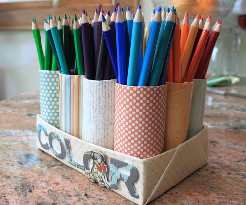 DIY Colored Pencil Organizer
 60 best Toilet Paper & Paper Towel Tube Crafts images on