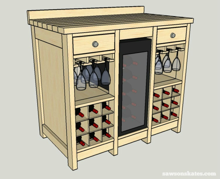 DIY Credenza Plans
 DIY Wine Credenza with Refrigerator Free Plans