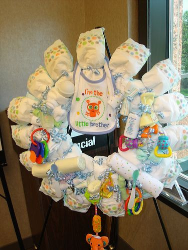 DIY Decorations For Baby Shower
 Diaper wreath homemade baby shower decoration Ive done