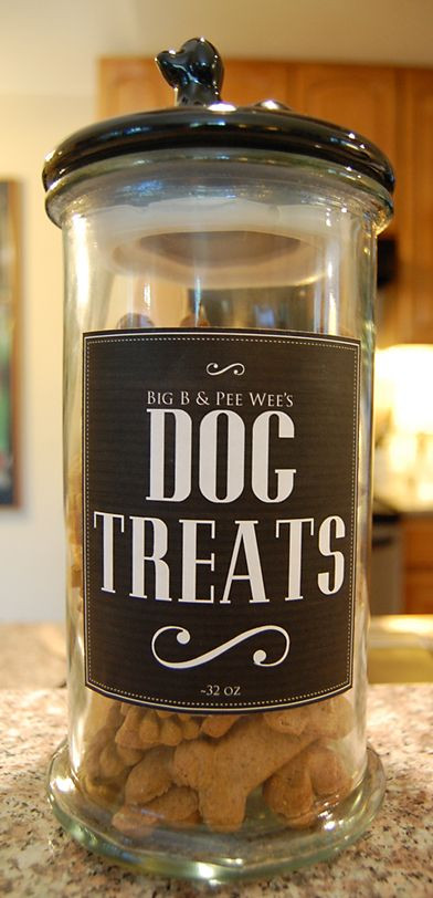 DIY Dog Treat Jar
 With some sticker paper or spray adhesive and a decent