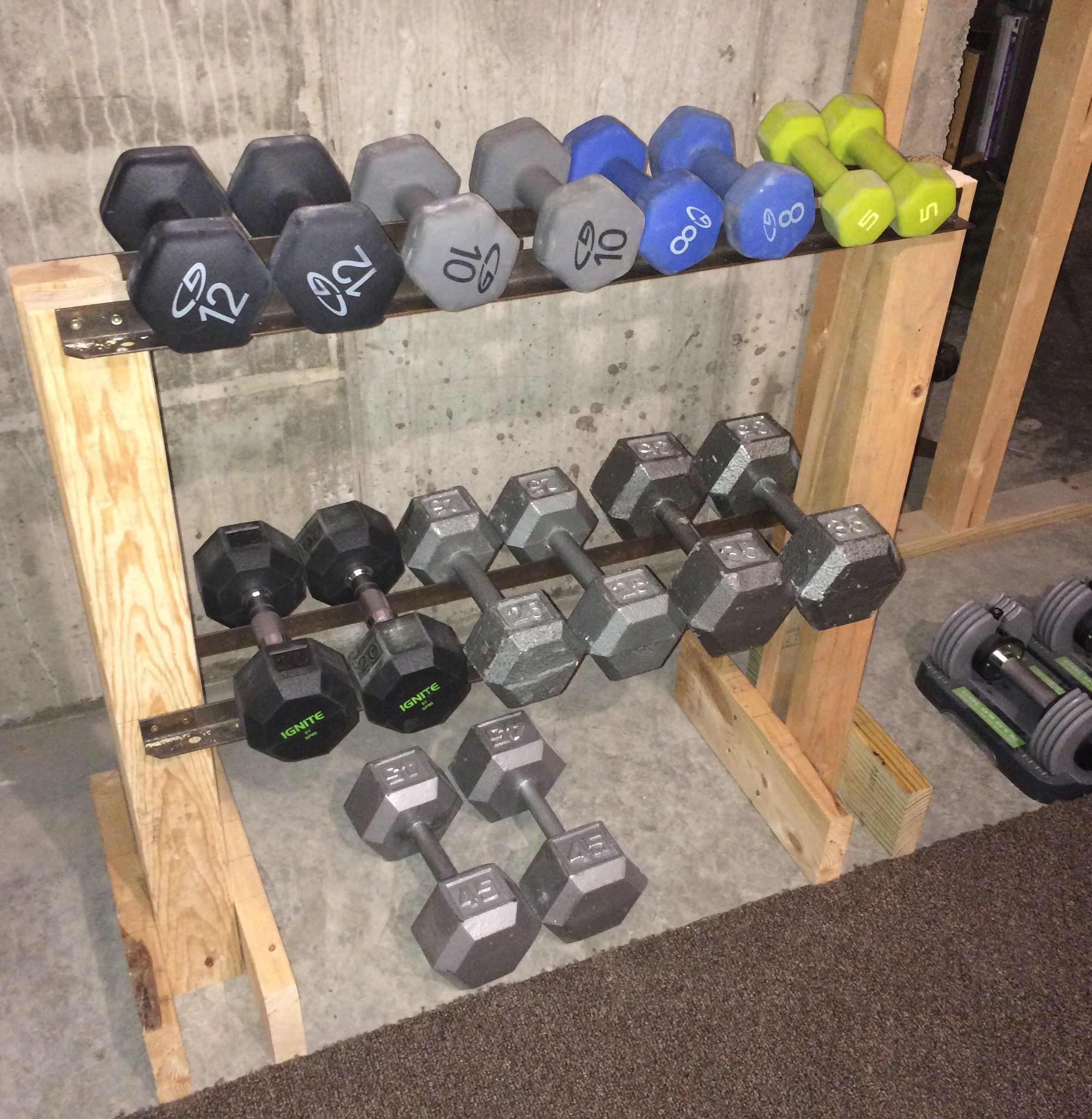 DIY Dumbbell Rack
 DIY Dumbbell Rack I made this from scrap lumber and the