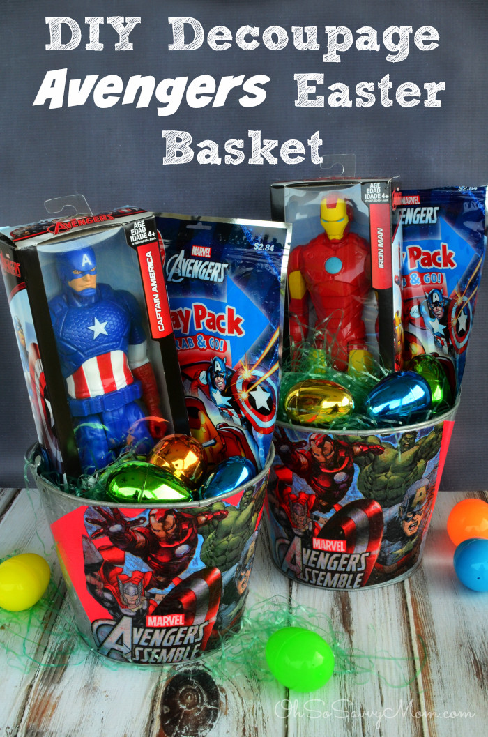 DIY Easter Basket Ideas For Toddlers
 Decoupage DIY Avengers Easter Basket DisneyEaster Oh So