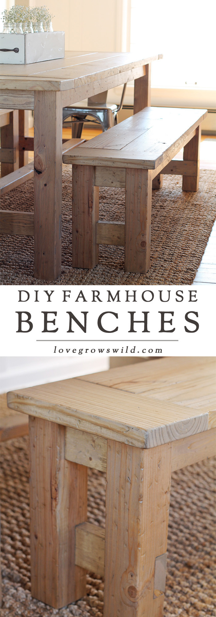 DIY Farmhouse Bench Plans
 DIY Farmhouse Bench Love Grows Wild
