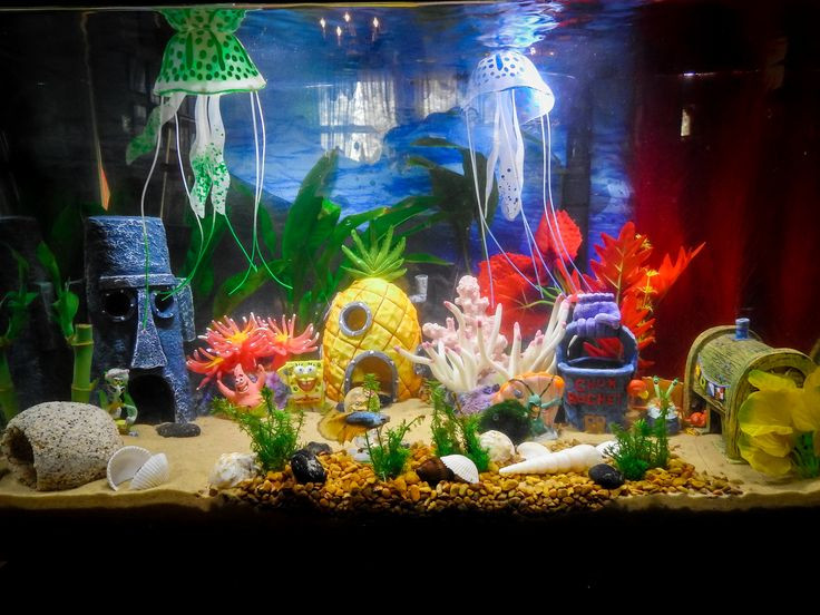 DIY Fish Tank Decor
 Cute idea for a Bikini Bottom Spongebob themed aquarium