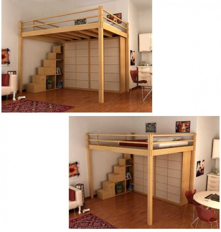 DIY Full Size Loft Bed Plans
 Full Size Loft Bed With Desk Underneath Foter in 2019