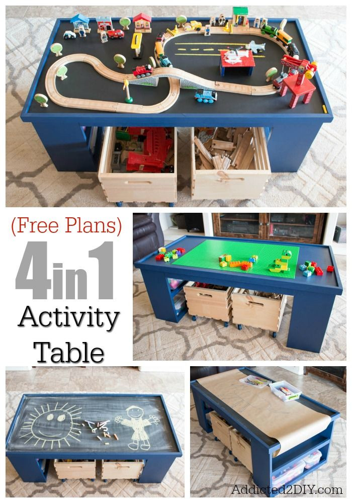 DIY Kids Activity Table
 Free Plans Build a DIY 4 in 1 Activity Table