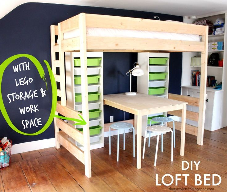 DIY Kids Bed With Storage
 DIY Loft Bed with Desk and Storage