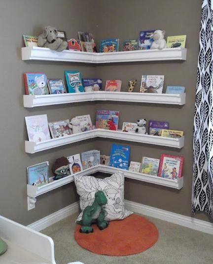DIY Kids Bookcase
 Rain Gutter Bookshelves Children s Bookshelves