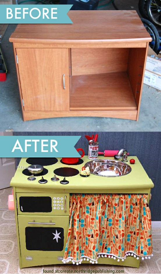 DIY Kids Kitchen
 Upcycle Us Upcycling furniture into kids toys