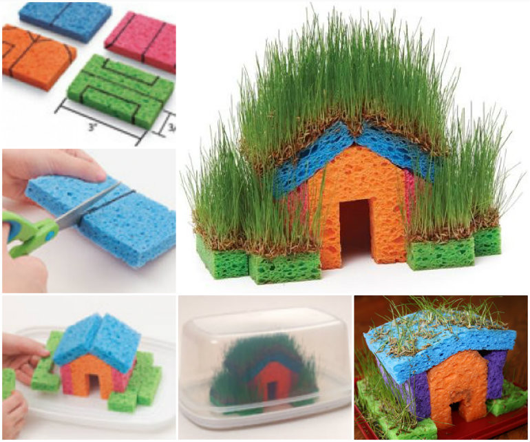 DIY Kids Project
 Educational DIY Mini Grass Houses for Kids