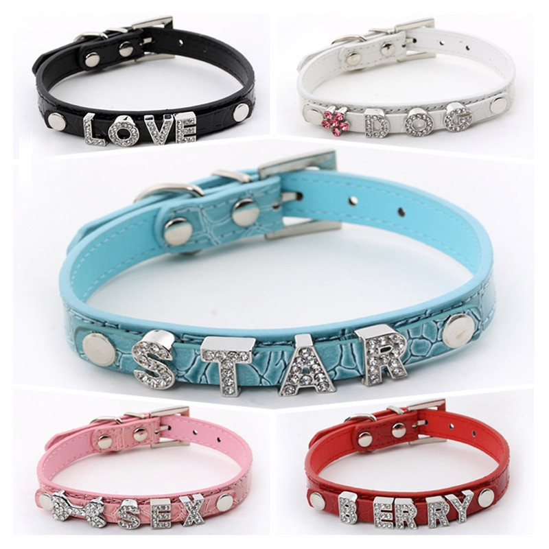 DIY Leather Dog Collar
 5 Colors DIY Name Dog Collars Leather Personalized Pet