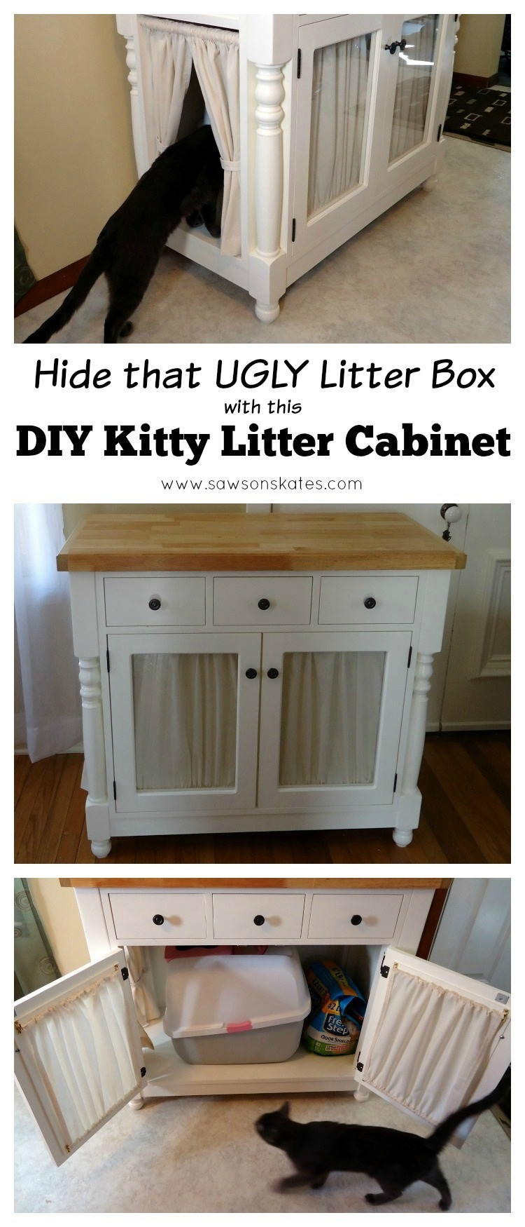 DIY Litter Box Cabinet
 DIY Kitty Litter Cabinet Hides UGLY Litter Box